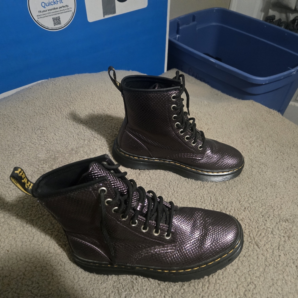 Dr. Martens Zavala Oxblood Purple Junior Combat Boots